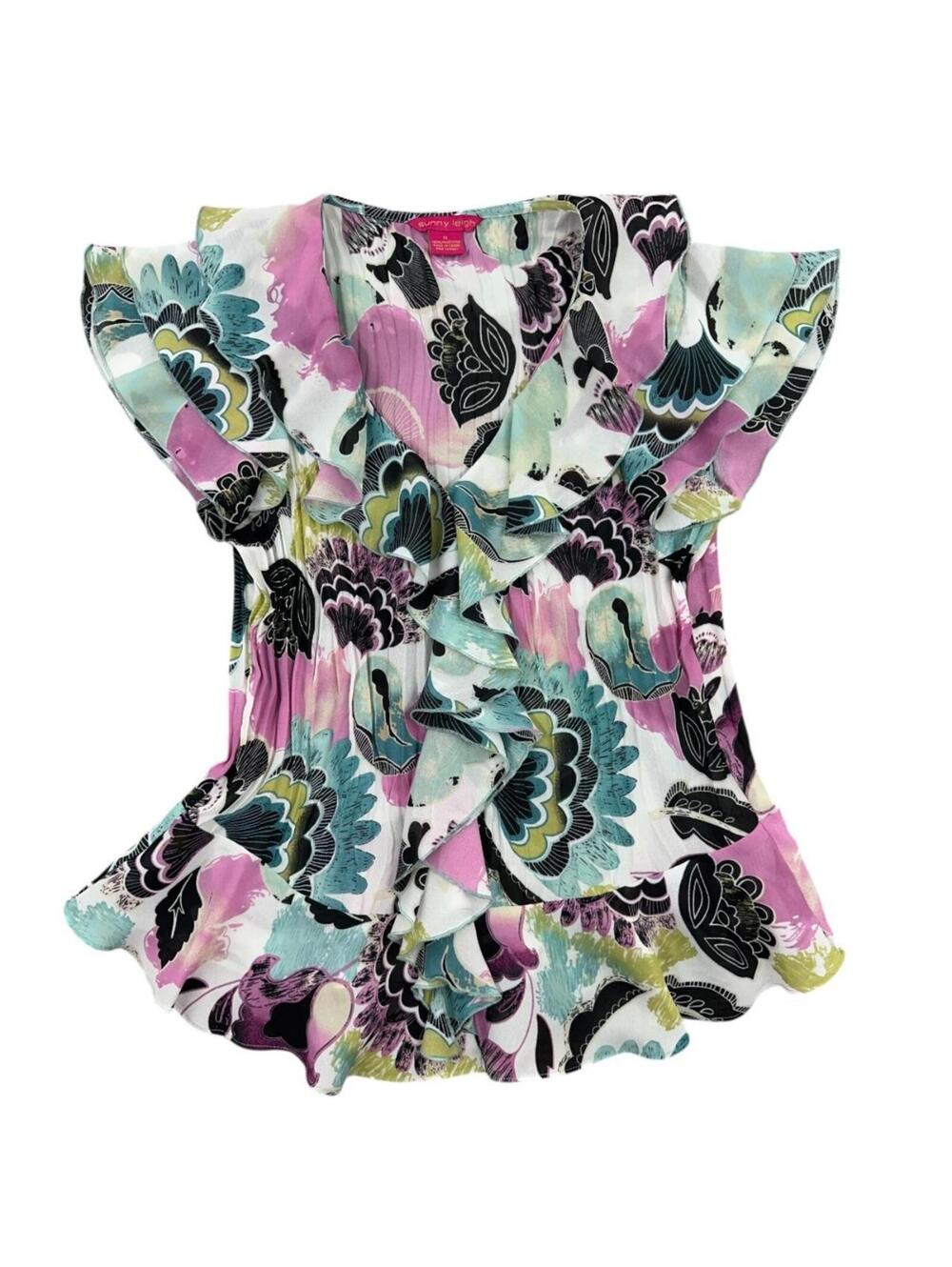 Y2K Sunny Leigh Floral Ruffled‎ Blouse